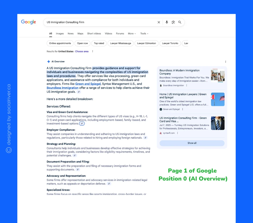 SRM portfolio SEO Page 1 of Google Social River portfolio seo 1 page Google