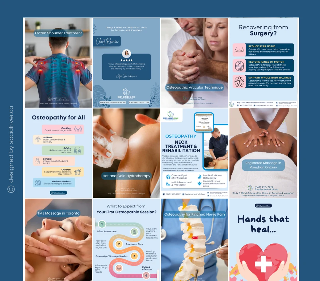 SRM portfolio social media Body & Mind Social River portfolio social media massage therapy
