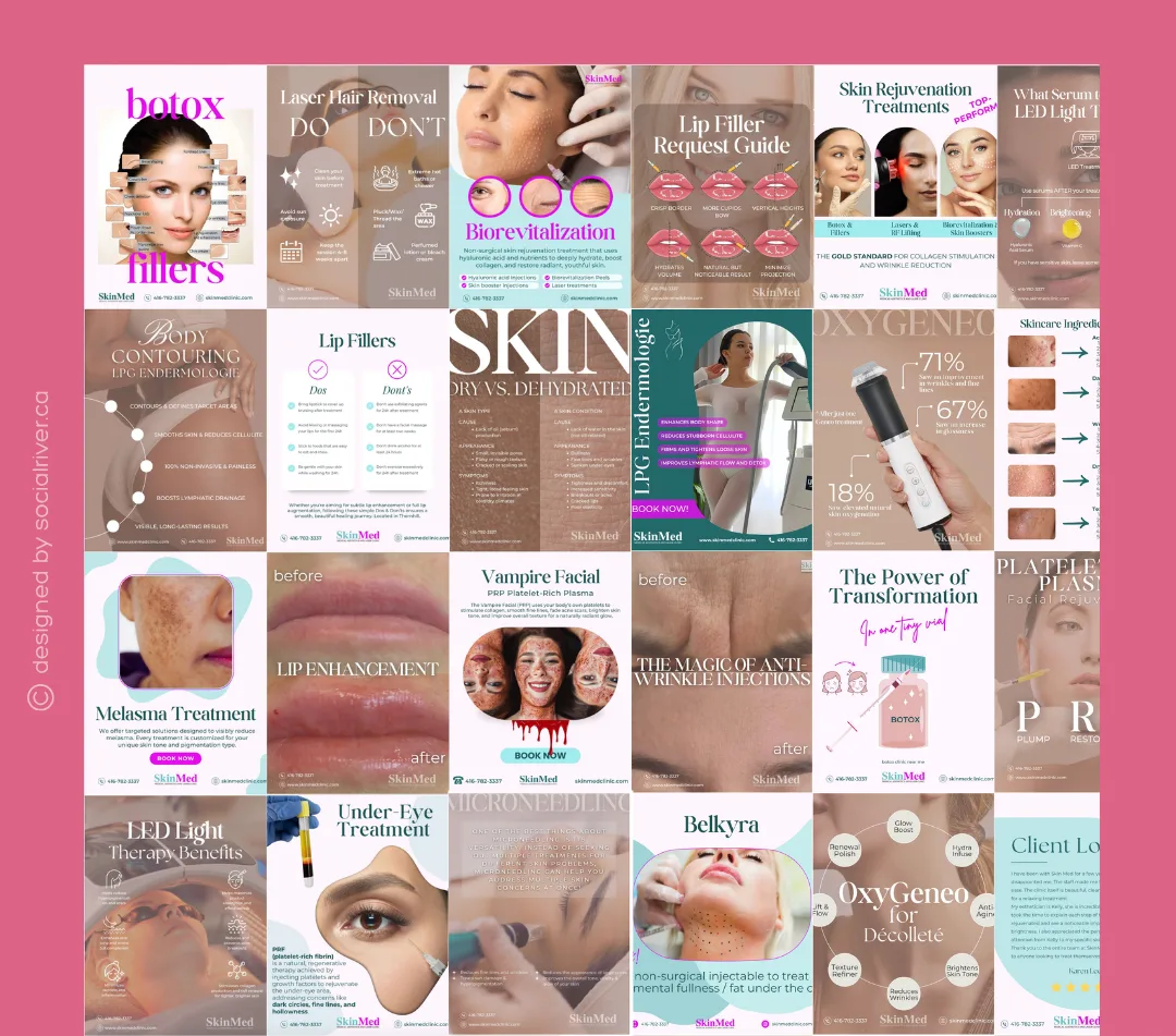 SRM portfolio social media SkinMed Social River portfolio social media skin care clinic